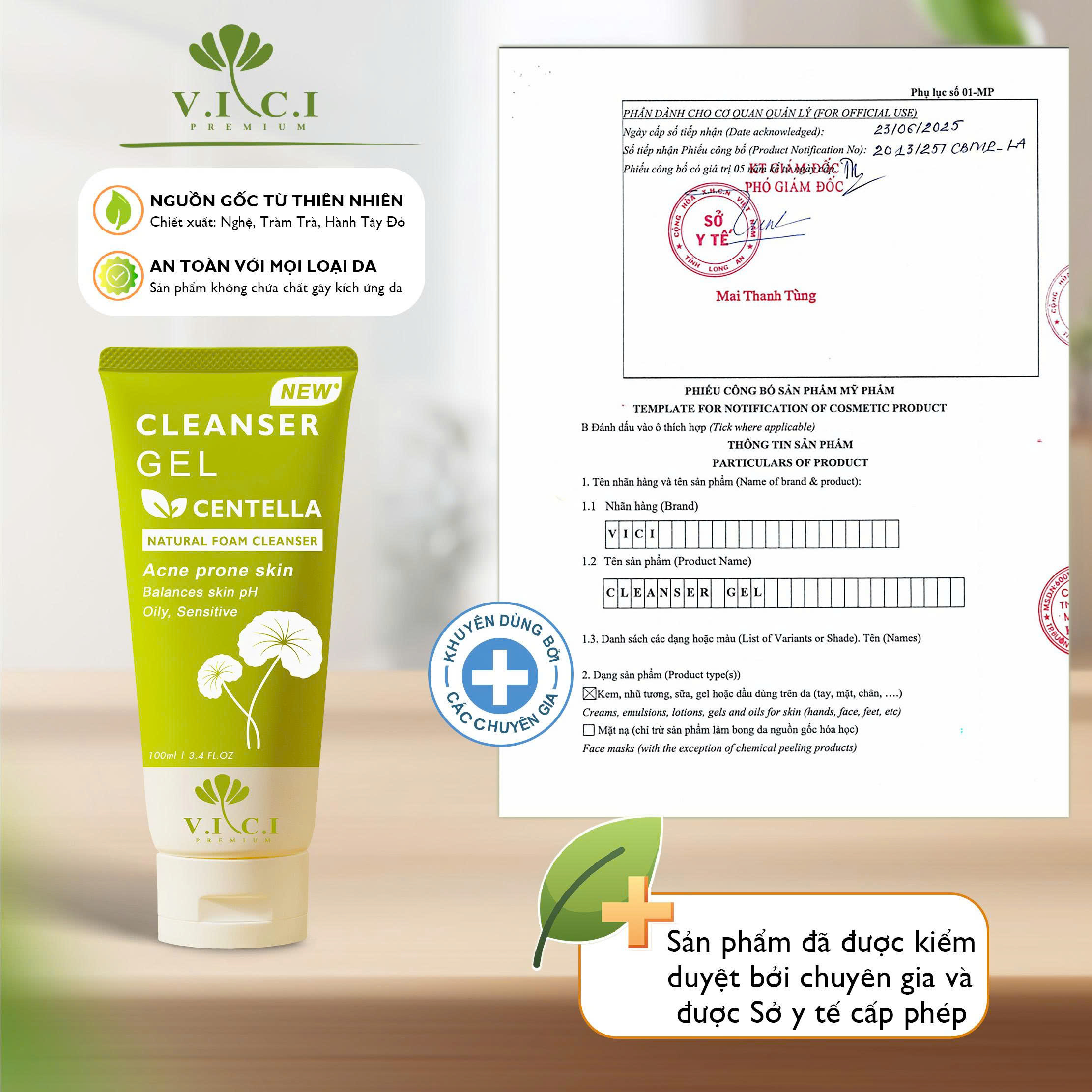 Sữa Rửa Mặt Rau Má VICI Premium Natural